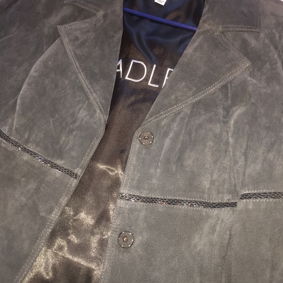 Grey M❤️Suede leather maxi long jacket coat duster - Picture 7 of 8